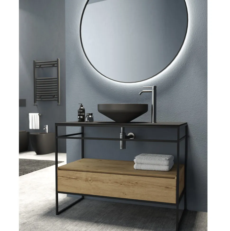 Composizione Mobile Bagno con Lavabo, Base e Specchio Made in Italy - Hoscar