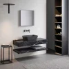 Composizione 3 Mobili Bagno in Gres e Lavabo in Vetrochina di Lusso - Ramentina
