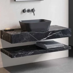 Composizione 3 Mobili Bagno in Gres e Lavabo in Vetrochina di Lusso - Ramentina