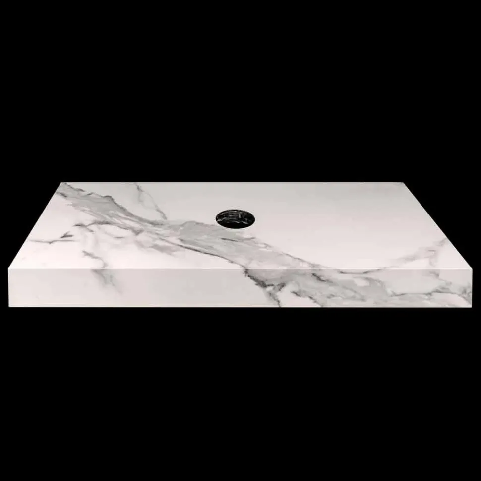 Composizione 3 Mobili Bagno in Gres e Lavabo in Vetrochina di Lusso - Ramentina