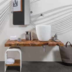 Composizione 3 Mobili Bagno Sospesa con Lavabo Bianco in Resina - Abbaglio