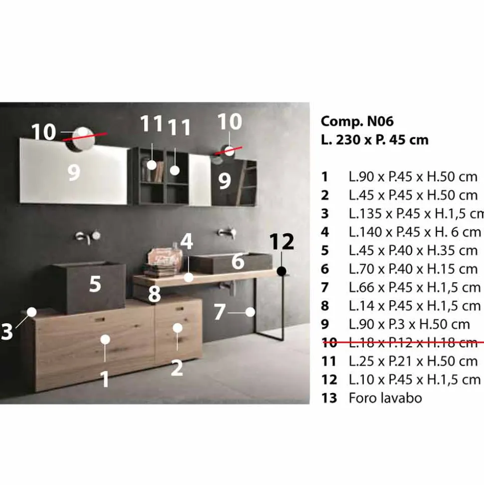 Composizione Moderna da Bagno di Mobili Design a Terra Made in Italy - Farart6