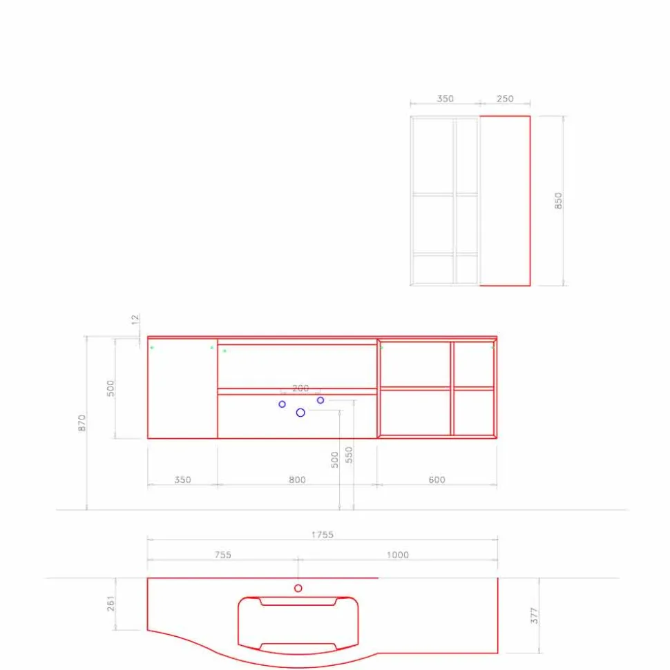 Composizione Sospesa di Design, Mobili Moderni di Design per il Bagno - Callisi5