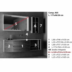 Composizione Sospesa di Design, Mobili Moderni di Design per il Bagno - Callisi5