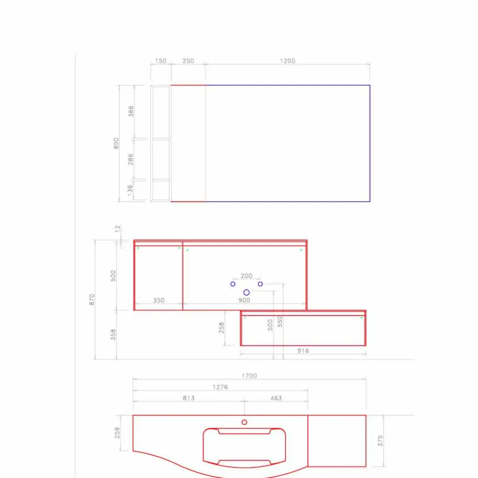 Composizione Sospesa e Moderna per il Bagno, Design Made in Italy - Callisi4