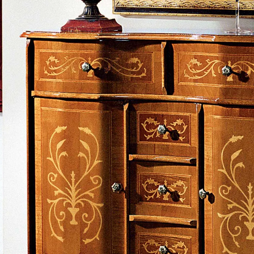 Comò Stile Classico in Legno 2 Ante e 5 Cassetti Made in Italy - Luxury