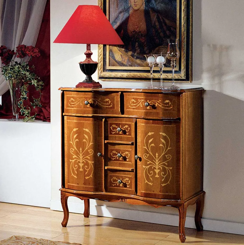 Comò Stile Classico in Legno 2 Ante e 5 Cassetti Made in Italy - Luxury