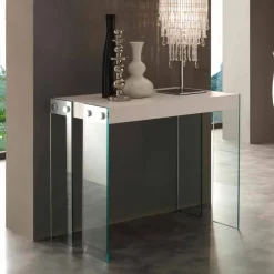 Console allungabile design moderno con gambe in vetro temperato Miss