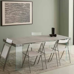 Console allungabile design moderno con gambe in vetro temperato Miss