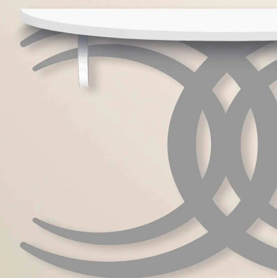 Consolle a Fissaggio a Parete di Design Moderno in Legno Bianco e Grigio - Coco