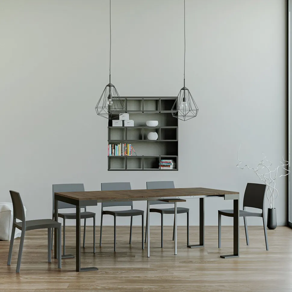 Consolle Allungabile a 300 cm con Telaio Antracite e Legno Made in Italy - Fata