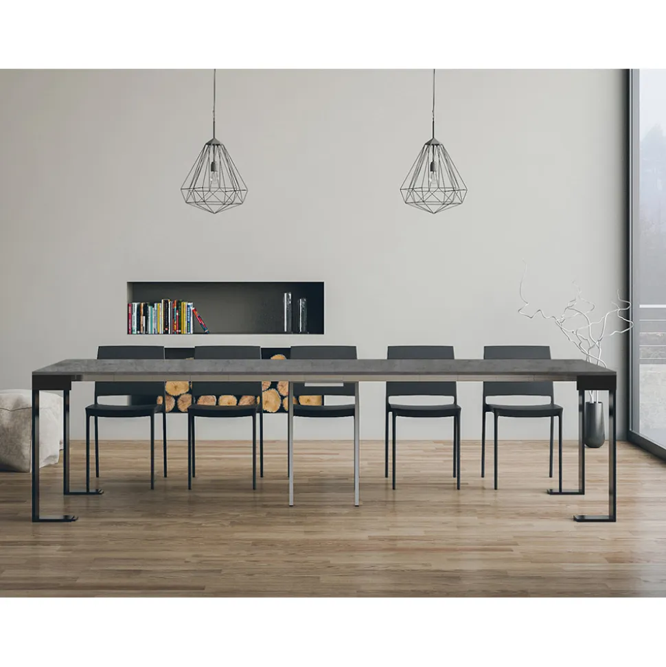Consolle Allungabile a 300 cm con Telaio Antracite e Legno Made in Italy - Fata