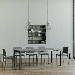 Consolle Allungabile a 300 cm con Telaio Antracite e Legno Made in Italy - Fata