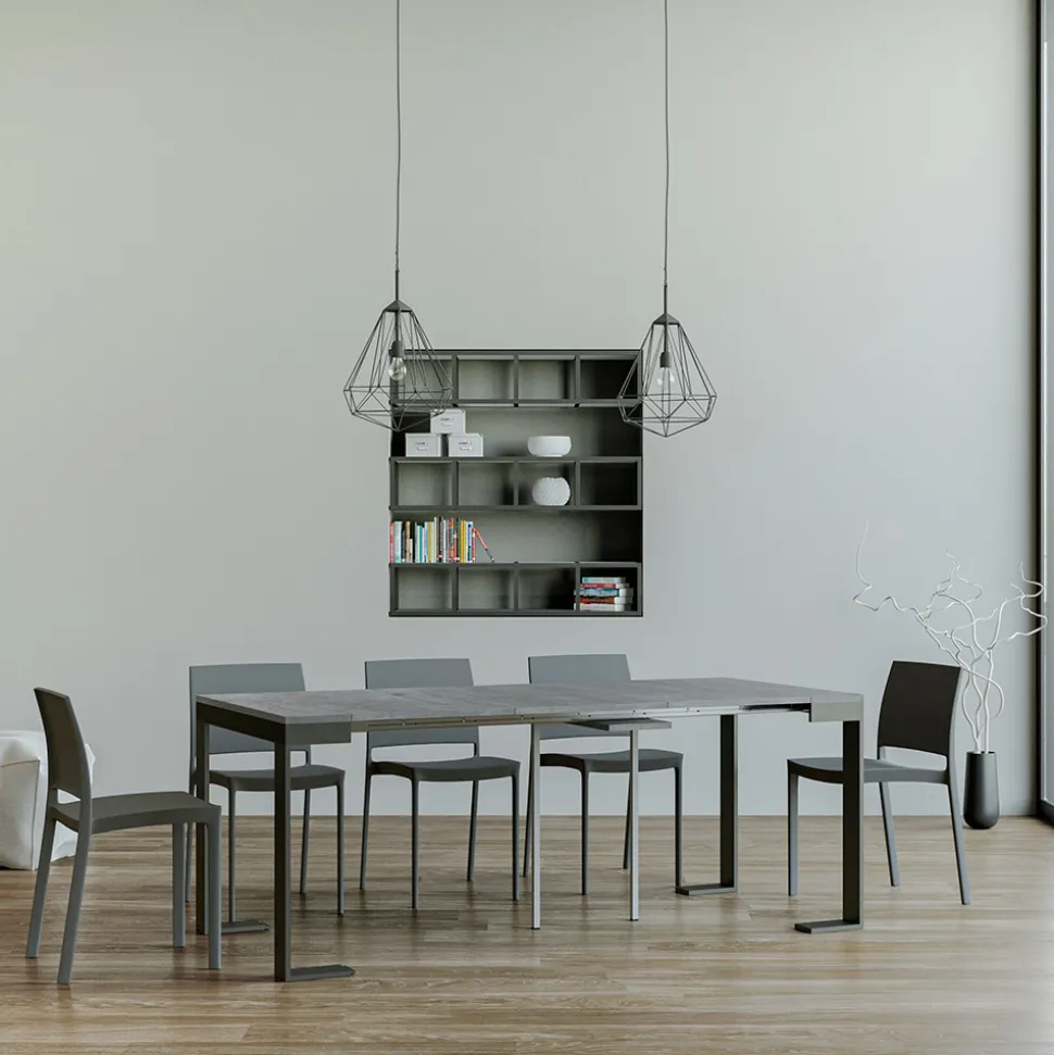 Consolle Allungabile a 300 cm con Telaio Antracite e Legno Made in Italy - Fata
