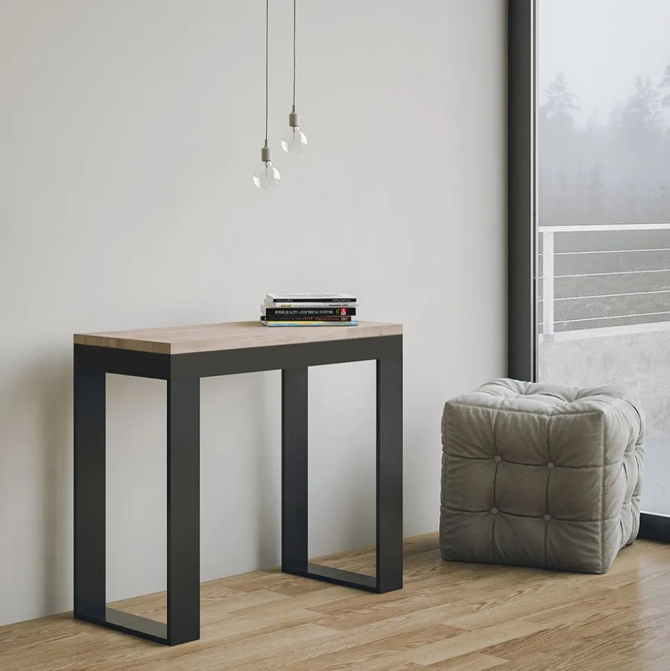 Consolle Allungabile a 300 cm con Telaio Antracite e Legno Made in Italy - Fata