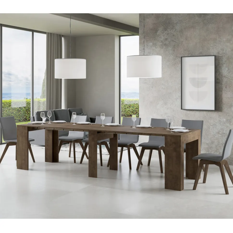 Consolle Allungabile a 307 cm in Microparticelle di Legno Made in Italy - Corona