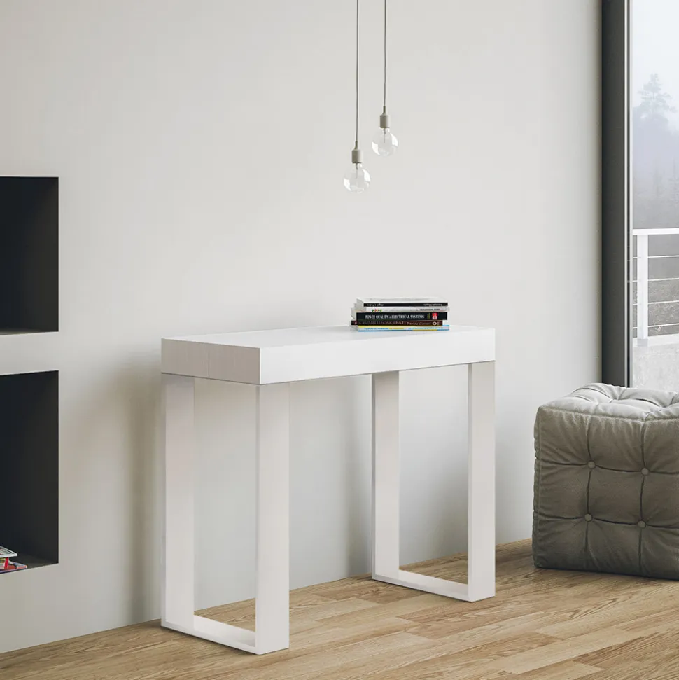Consolle Allungabile Fino a 300 cm con Telaio Bianco Made in Italy - Tesoro