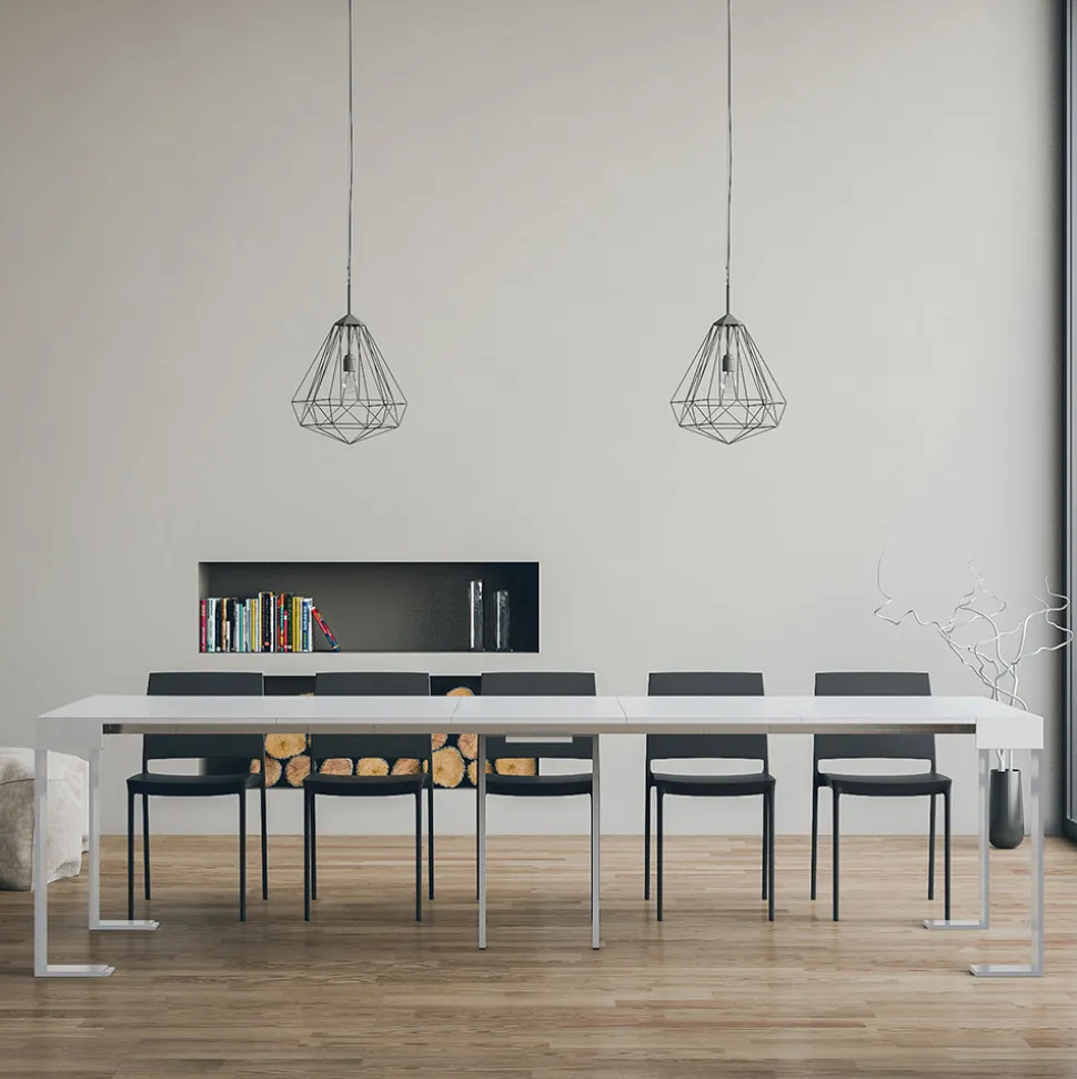 Consolle Allungabile Fino a 300 cm con Telaio Bianco Made in Italy - Tesoro