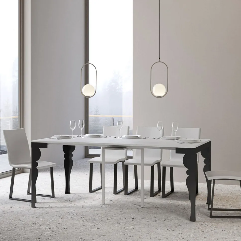 Consolle Allungabile Moderna in Legno e Metallo Antracite Made in Italy – Sassone