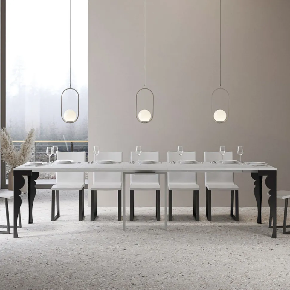 Consolle Allungabile Moderna in Legno e Metallo Antracite Made in Italy – Sassone