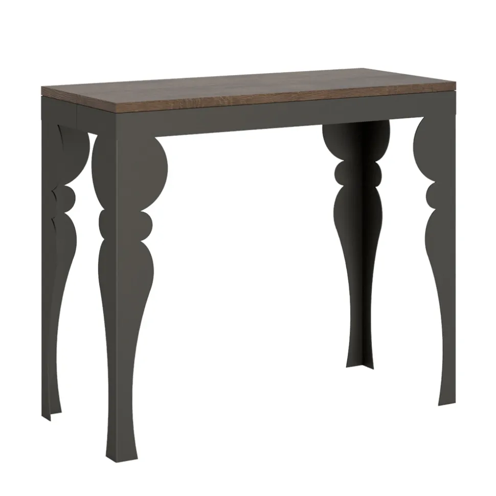 Consolle Allungabile Moderna in Legno e Metallo Antracite Made in Italy – Sassone