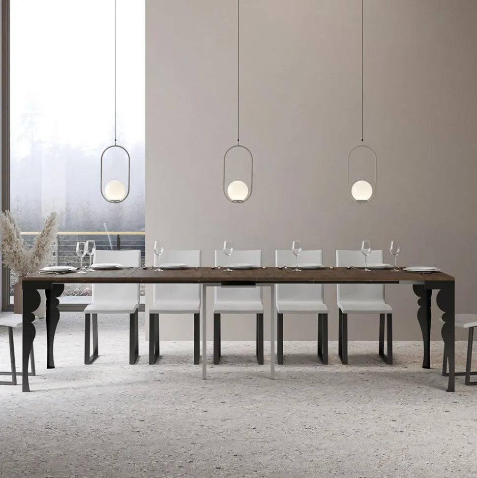 Consolle Allungabile Moderna in Legno e Metallo Antracite Made in Italy – Sassone