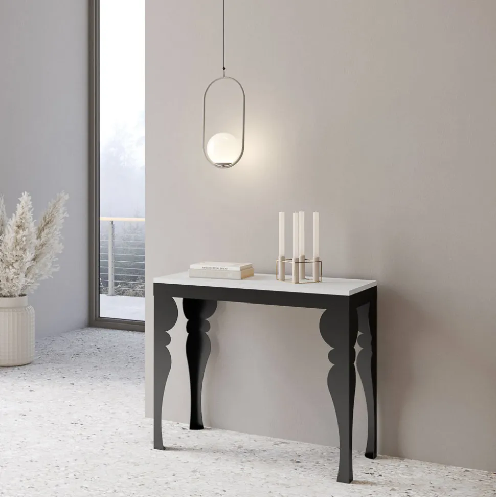 Consolle Allungabile Moderna in Legno e Metallo Antracite Made in Italy – Sassone
