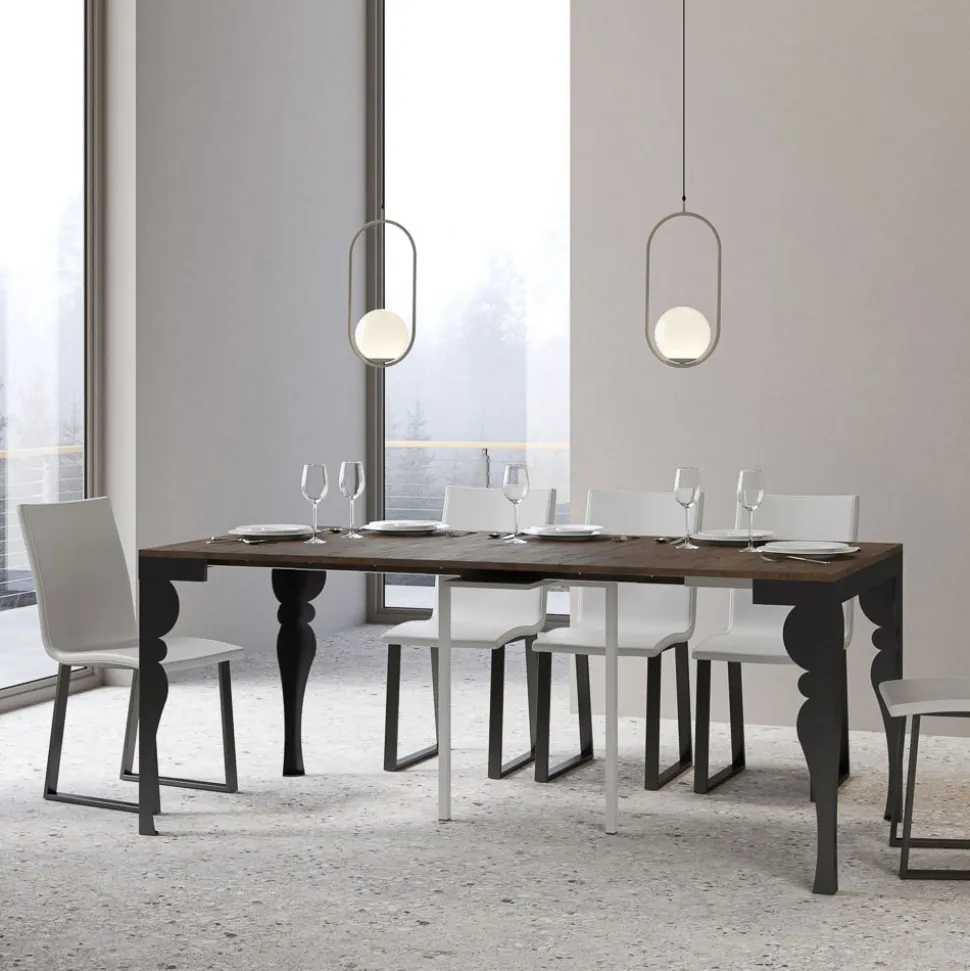 Consolle Allungabile Moderna in Legno e Metallo Antracite Made in Italy – Sassone