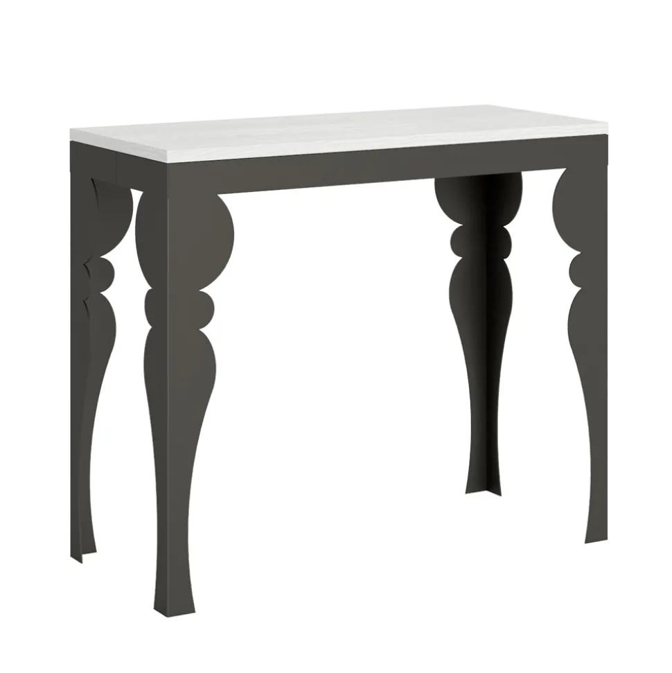 Consolle Allungabile Moderna in Legno e Metallo Antracite Made in Italy – Sassone