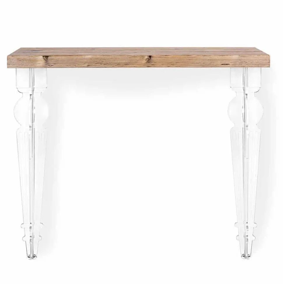 Consolle a Parete in Plexiglass Trasparente e Legno Made in Italy - Betone