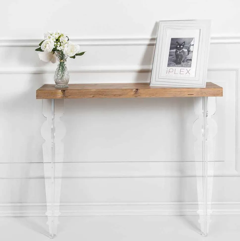 Consolle a Parete in Plexiglass Trasparente e Legno Made in Italy - Betone