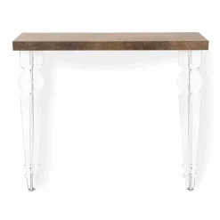 Consolle a Parete Piano in Legno Grigio, Bianco o Corten e Plexiglass - Leopardi