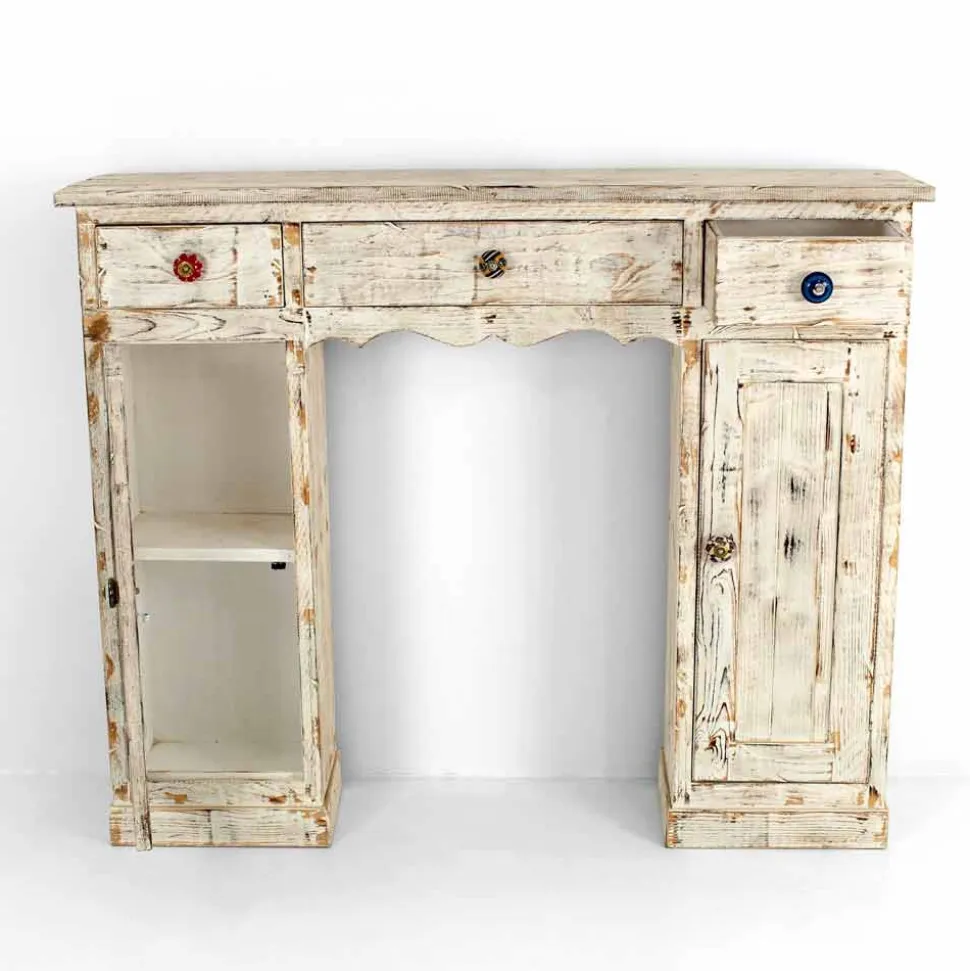 Consolle Artigianale in Legno Massello di Abete Made in Italy - Carminia