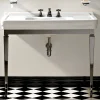 Consolle Bagno 105 cm Vintage in Ceramica Bianca con Piedi,Made in Italy - Marwa