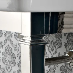 Consolle Bagno 105 cm Vintage in Ceramica Bianca con Piedi,Made in Italy - Marwa