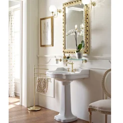 Consolle Bagno in Ceramica Vintage su Colonna, Made in Italy - Paulina