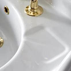 Consolle Bagno in Ceramica Vintage su Colonna, Made in Italy - Paulina