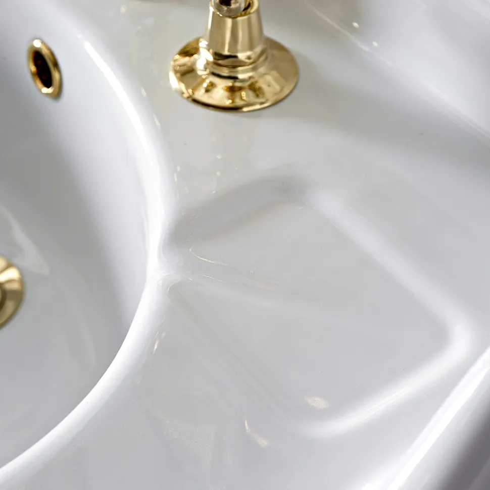 Consolle Bagno in Ceramica Vintage su Colonna, Made in Italy - Paulina