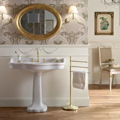 Consolle Bagno in Ceramica Vintage su Colonna, Made in Italy - Paulina