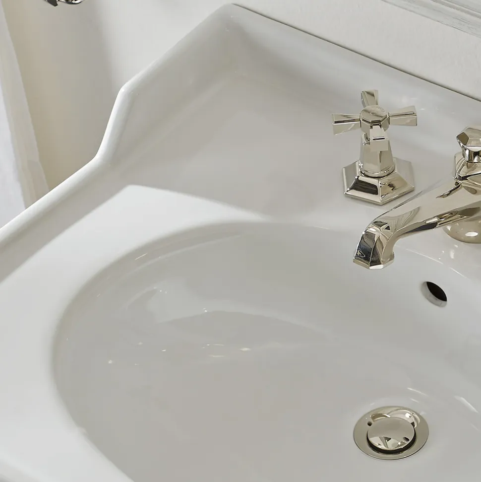 Consolle Bagno L 65 cm Ceramica e Piedi in Metallo Vintage Made in Italy Nausica