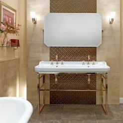 Consolle Bagno Vintage L 135 cm a Vasca Doppia in Ceramica con Piedi - Nausica