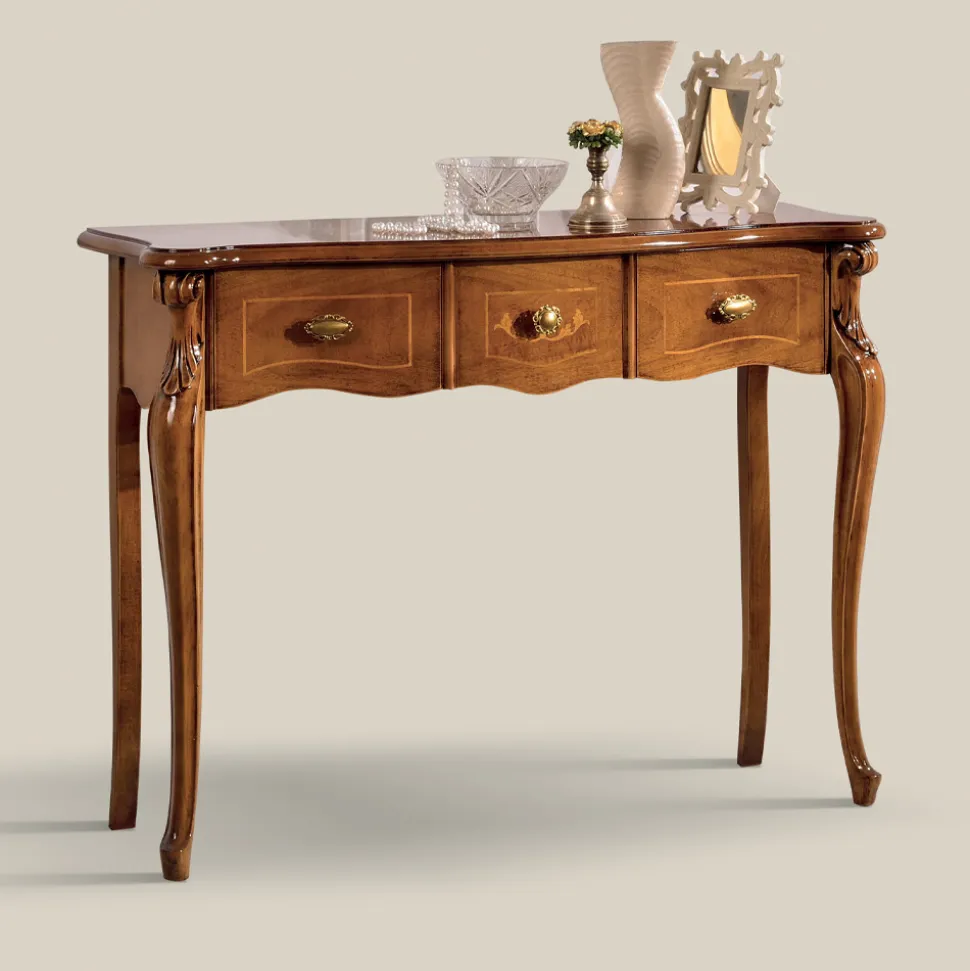 Consolle Classica in Legno 3 o 5 Cassetti di Lusso Made in Italy - London