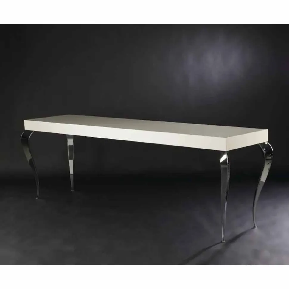 Consolle di design a quattro gambe in MDF e acciaio Luigi