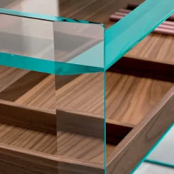 Consolle di Design in Vetro Extrachiaro con Vassoio Made in Italy – Imperativo