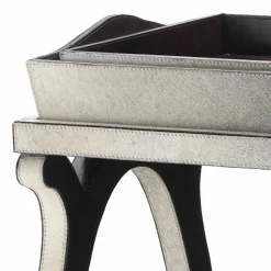 Consolle di design moderno con vassoio in cavallino grigio Felicia