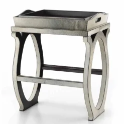 Consolle di design moderno con vassoio in cavallino grigio Felicia