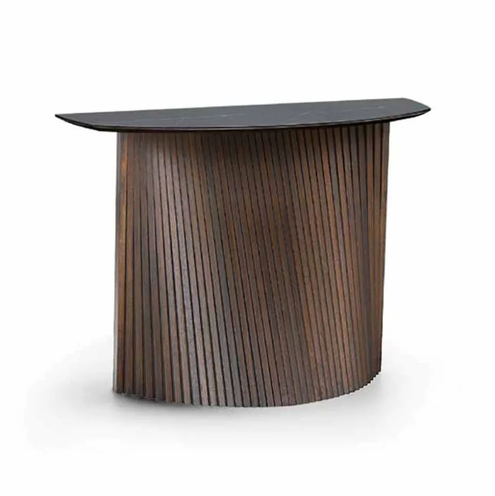 Consolle di Lusso in Legno con Piano in Gres Marmo Made in Italy - Oxide