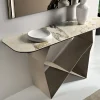 Consolle in Metallo e Piano in Ceramica Effetto Marmo Made in Italy - Concordia