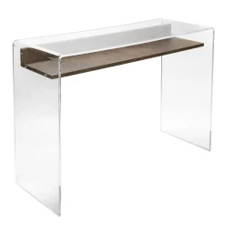 Consolle in Plexiglass Trasparente con Ripiano in Legno di Design - Carducci