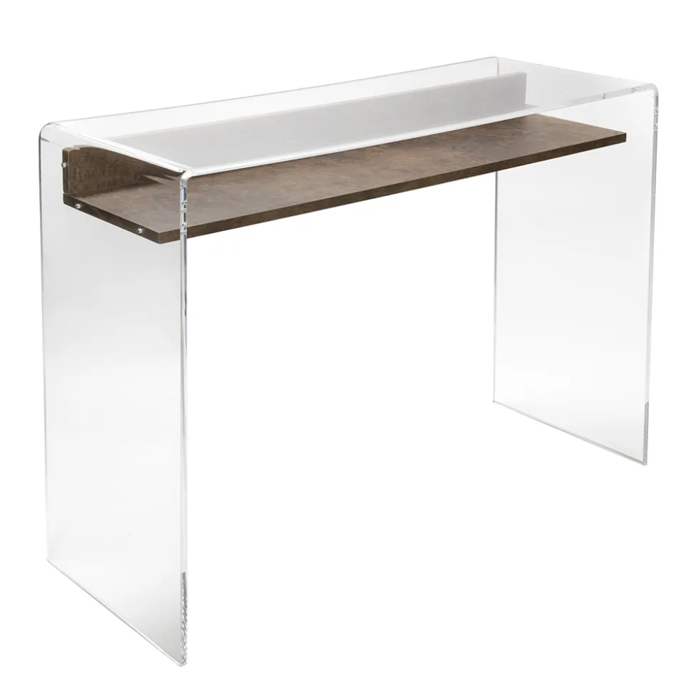 Consolle in Plexiglass Trasparente con Ripiano in Legno di Design - Carducci